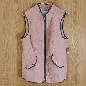 NWT Charter Club Light Pink/Gray Full Zip Puffer Vest